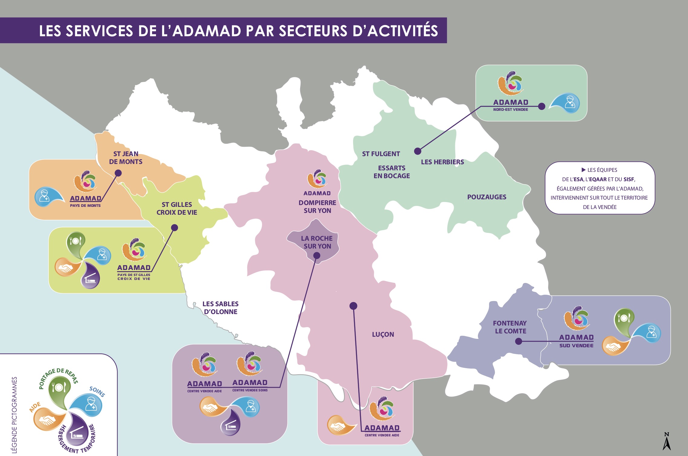 Les services de l'ADAMAD par secteur d'activités