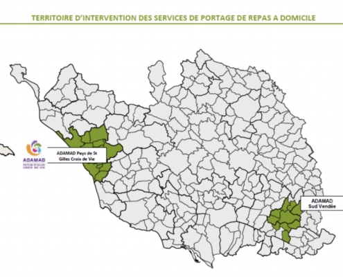 Territoire d'intervention ADAMAD services de portage de repas a domicile en Vendée