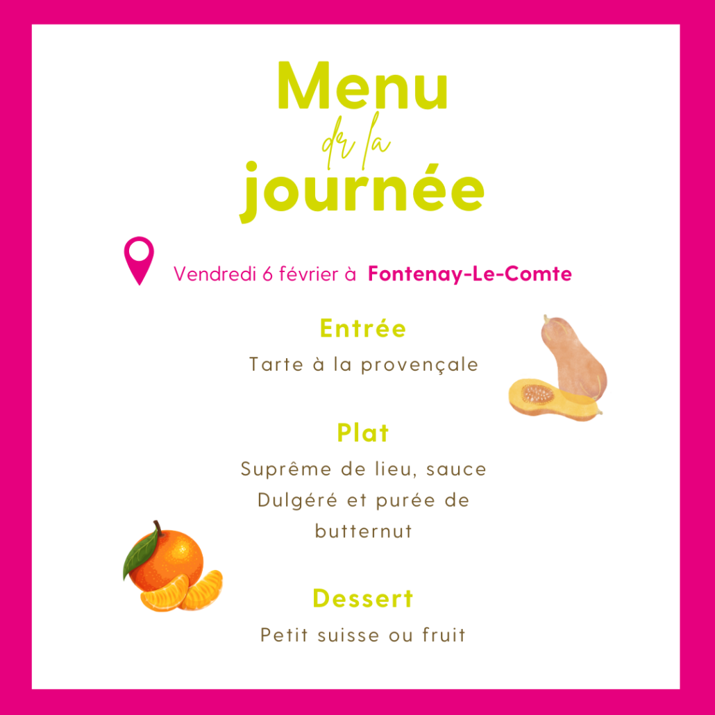 Menu de Fontenay-Le-Comte Vendée menu du jour sa fontenay le comte portage de repas en vendée Adamad